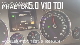 VW Phaeton 50 V10 TDI  0100 kmh acceleration test [upl. by Vallo]