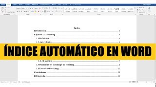 CÓMO HACER EL ÍNDICE AUTOMÁTICO EN WORD FÁCIL Y RÁPIDO [upl. by Hamal]