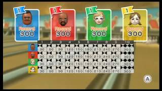 Wii Sports Resort  Bowling Standard 4 Players All Perfect Games [upl. by Marin]