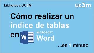 Cómo hacer un índice automático de tablas en Word [upl. by Sherry]