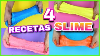 4 RECETAS PARA HACER SLIME  SLIME FÁCIL Y SIN BÓRAX  NatyGloss [upl. by Gnanmos]