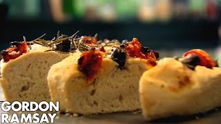 Olive Rosemary and Tomato Focaccia  Gordon Ramsay [upl. by Chadd410]