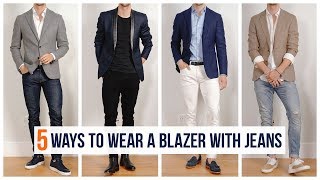 How to Wear A Blazer With Jeans  Casual Men’s Fashion  Spring Outfit Inspiration [upl. by Krause659]