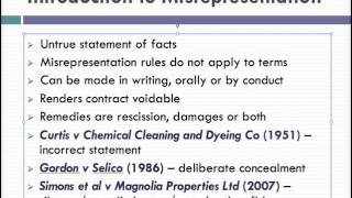 Misrepresentation Lecture 1 of 4 [upl. by Leraj]