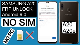 Samsung A20 FRP BypassGoogle Account Remove Android 90 Without SIM Card  Without ComputerNO App [upl. by Dixon]