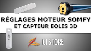 icistorecom  réglages dun moteur Somfy pour store banne  réglages des capteurs vent Somfy [upl. by Liv]